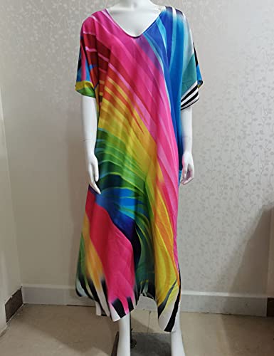 Bsubseach Chiffon Print Shirt Dress Beach Cover Up Loose Turn Down Collar Long Sleeve Bikini Kaftan Cover Ups for Swimwear Women
