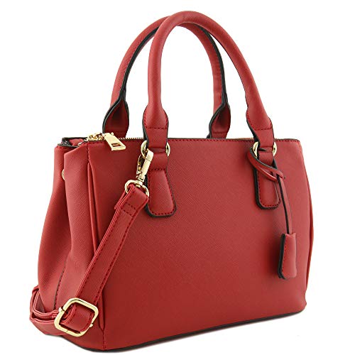 2pcs Set Classic Triple Zip Top Handle Small Satchel Bag with Zip Around Wallet