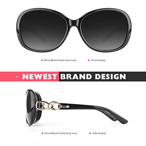 CGID Sunglasses Womens Ladies Polarised Retro Designer Sun Glasses Brown Big Frame Oversized Shades UV Protection Goggles
