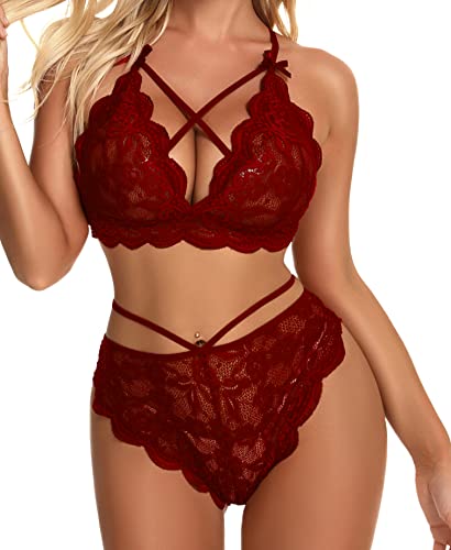 Namifin Women Lingerie Set Lace Bralette and Panty Set Strappy Lace Lingerie