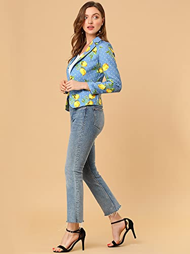Allegra K Women's Suit Suede Blazers Notch Lapel Open-Front Allover Printed Blazers Jackets for Women