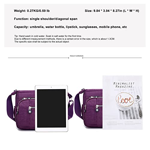 Womens Multi Pocket Casual Canvas Crossbody Bag Travel Purse Messenger Handbag for Shopping Hiking Daily Use