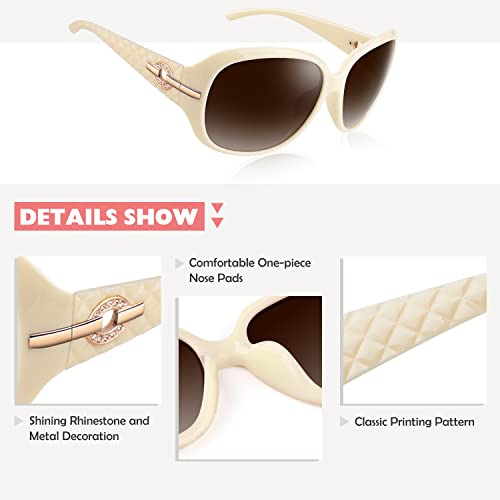CGID Sunglasses Womens Ladies Polarised Retro Designer Sun Glasses Brown Big Frame Oversized Shades UV Protection Goggles