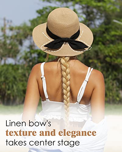FURTALK Womens Beach Sun Straw Hat UV UPF50 Travel Foldable Brim Summer UV Hat