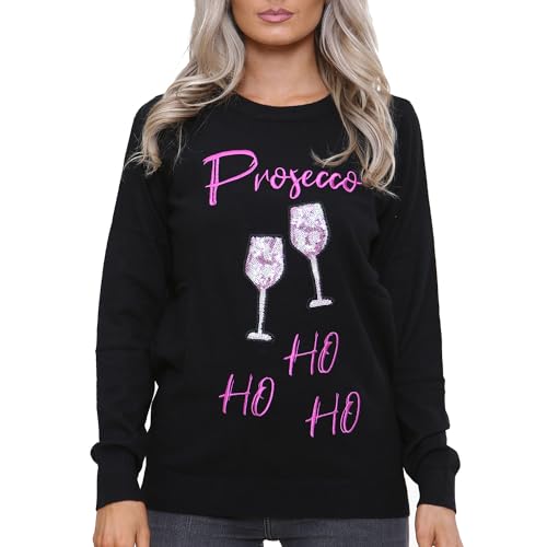 NOROZE Women's Christmas Tops Sweatshirts Sequin Jingle Bells HoHoHo Pug Mrs Claus Xmas Jumper