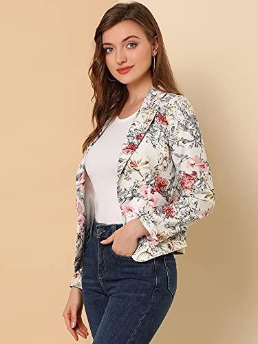 Allegra K Women's Suit Suede Blazers Notch Lapel Open-Front Allover Printed Blazers Jackets for Women