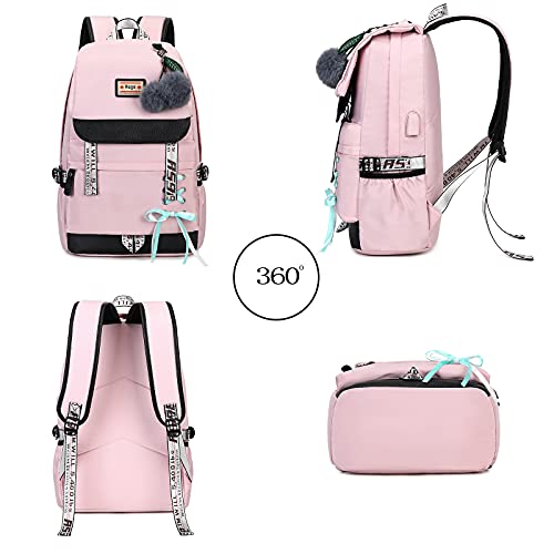 Asge Girls Backpack School Bags for Girls Nylon Waterproof College Rucksack Fashion Casual Daypack Women Bookbag Boys Schoolbag Teenagers Durable Unisex Student Backpacks
