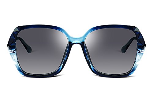 FEISEDY Oversized Polarised Square Sunglasses Sparkling Composite Large Frame Ladies Sunglasses Classic Womens Sunglasses