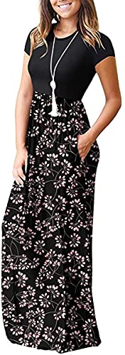 HAOMEILI Women's Casual Short/Long Sleeve Maxi Dress with Pockets