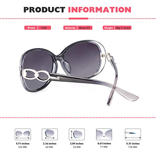 CGID Sunglasses Womens Ladies Polarised Retro Designer Sun Glasses Brown Big Frame Oversized Shades UV Protection Goggles