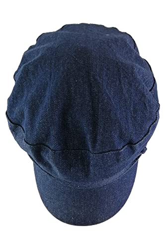 Sock Snob Ladies Cotton Casual Peaked Denim or Corduroy Baker Boy Hat Fiddler Cap with Rope