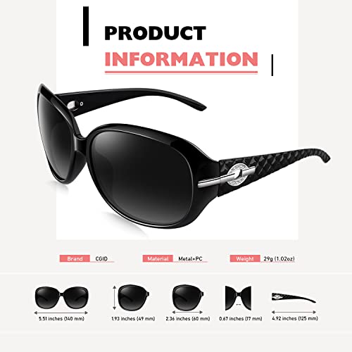 CGID Sunglasses Womens Ladies Polarised Retro Designer Sun Glasses Brown Big Frame Oversized Shades UV Protection Goggles