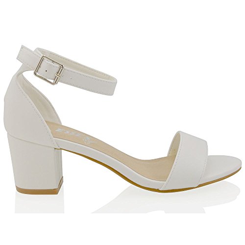 Womens Low Mid Heel Block Peep Toe Ladies Ankle Strap Party Strappy Sandals Shoes