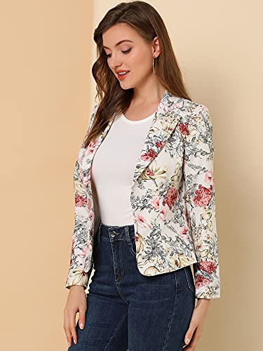 Allegra K Women's Suit Suede Blazers Notch Lapel Open-Front Allover Printed Blazers Jackets for Women