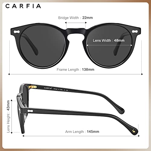 CARFIA Polarised Womens Sunglasses Vintage UV400 Protection Acetate Frame