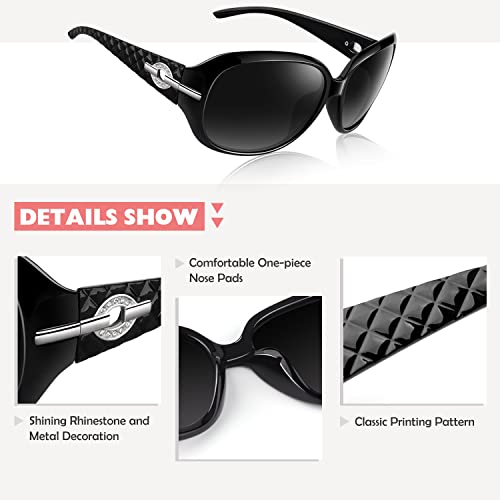 CGID Sunglasses Womens Ladies Polarised Retro Designer Sun Glasses Brown Big Frame Oversized Shades UV Protection Goggles