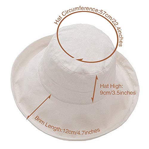 Anycosy Cotton Bucket Hat Women Summer Outdoor Floppy Sun Cap Packable with Big Wide Brim