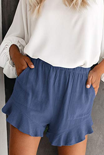 SMENG Ladies Shorts Size 16 Summer Solid Womens Shorts Workout Drawstring Shorts Lounge with Pockets Loose Casual Hot Pants