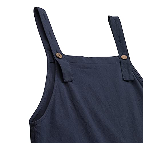 Runstarshow Womens Summer Casual Spaghetti Strap Sleeveless Baggy Jumpsuit Dungarees Wide Leg Loose Overalls Rompers