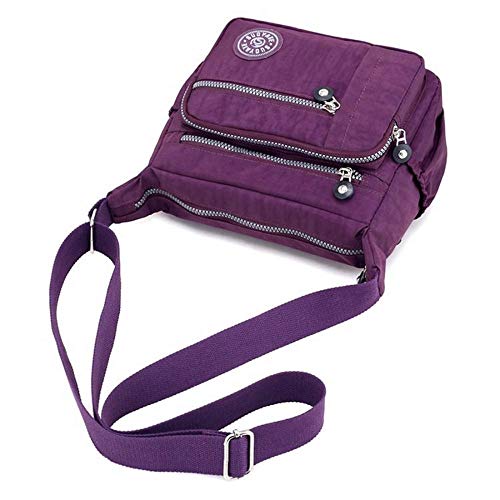 Womens Multi Pocket Casual Canvas Crossbody Bag Travel Purse Messenger Handbag for Shopping Hiking Daily Use