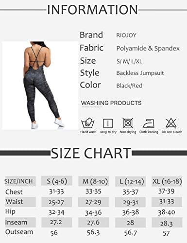 RIOJOY Backless Sports Bandage Romper Playsuit Yoga Jumpsuit for Women All in One Gym Wear
