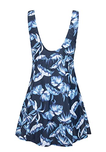 ECUPPER Womens Plus Size Skirted Swimsuit Floral Printed Swimwear Padded Swim Suit Dress with Boy Shorts