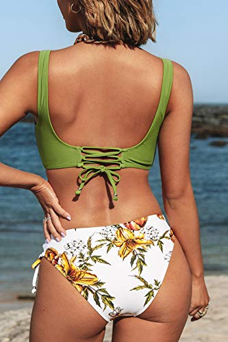 CUPSHE Women's Bikini Set Twist Front Tie Side Bikini Swimsuit Two Piece Swimwear Bathing Suits