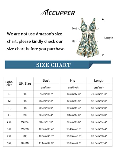 ECUPPER Womens Plus Size Skirted Swimsuit Floral Printed Swimwear Padded Swim Suit Dress with Boy Shorts