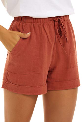 SMENG Ladies Shorts Size 16 Summer Solid Womens Shorts Workout Drawstring Shorts Lounge with Pockets Loose Casual Hot Pants