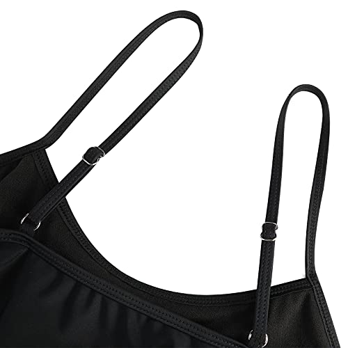 Genfien Swimsuit for Women Two Piece Bathing Suits Ruffled Flounce Top with High Waisted Bottom Bikini Set