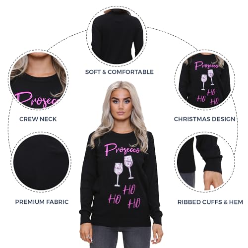 NOROZE Women's Christmas Tops Sweatshirts Sequin Jingle Bells HoHoHo Pug Mrs Claus Xmas Jumper