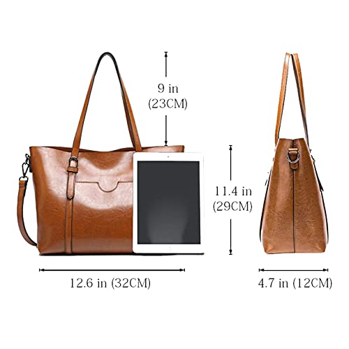 Aileese Womens Soft Leather Handbags Large Capacity Retro Vintage Top-Handle Casual Tote Shoulder Bags