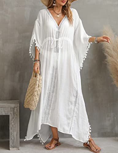 Bsubseach Swimsuit Cover Up for Swimwear Women Kaftan Dresses Summer Caftan with Drawstring