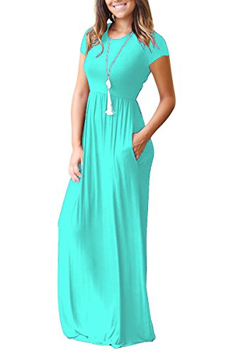 HAOMEILI Women's Casual Short/Long Sleeve Maxi Dress with Pockets