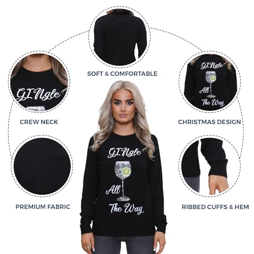 NOROZE Women's Christmas Tops Sweatshirts Sequin Jingle Bells HoHoHo Pug Mrs Claus Xmas Jumper