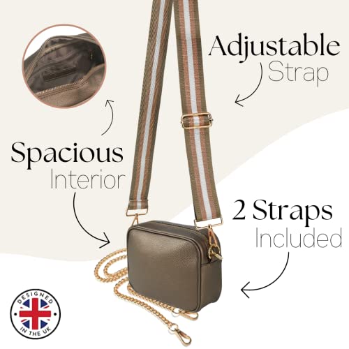 Lily England Ladies Cross Body Bag - Handbag with Adjustable Wide Strap & Gold Purse Chain - Multipurpose Shoulder & Crossbody Bags for Women