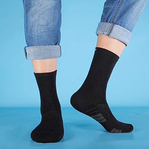 coskefy Cotton Sports Socks Cushioned Running Socks Trainer Socks for Men Women Walking Hiking Trekking Socks, 6 Pairs x black