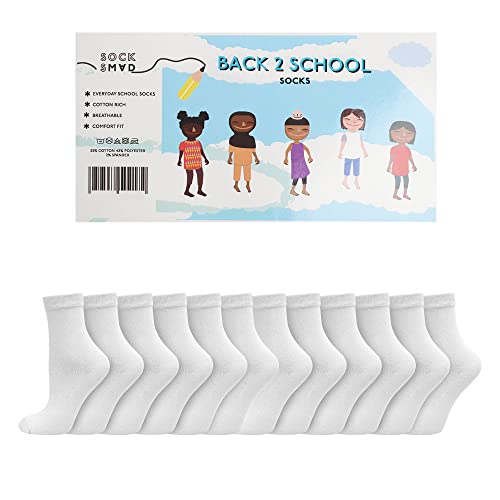 Boys Girls Childrens Kids Back to School 12 Pairs Cotton Rich Plain Ankle School Socks Sizes 0-2½, 3-5½, 6-8½, 9-12, 12½-3½, 4-5½ (7-10y - 12½-3½ Jnr, Navy)
