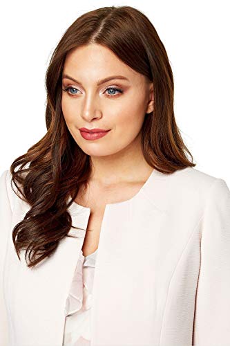 Roman Originals Cropped Bolero Jacket Shrug for Women UK Ladies Jacquard Tailored Fitted Blazer Round Collar Smart Work Formal Evening Wedding Guests Short 2 Pockets