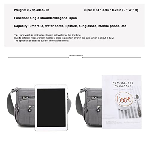 Womens Multi Pocket Casual Canvas Crossbody Bag Travel Purse Messenger Handbag for Shopping Hiking Daily Use