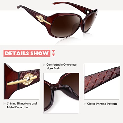 CGID Sunglasses Womens Ladies Polarised Retro Designer Sun Glasses Brown Big Frame Oversized Shades UV Protection Goggles