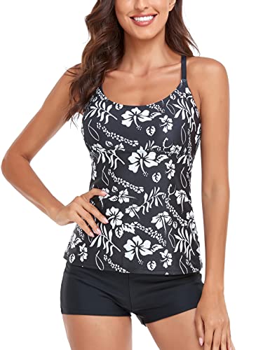 Sixyotie Women’s Swimwear Gradient Color Tankini Set Top with Shorts Low Waist Sporty Swimsuit Bikini