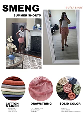 SMENG Ladies Shorts Size 16 Summer Solid Womens Shorts Workout Drawstring Shorts Lounge with Pockets Loose Casual Hot Pants