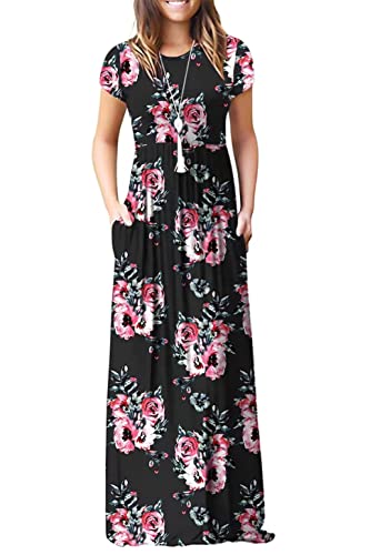 HAOMEILI Women's Casual Short/Long Sleeve Maxi Dress with Pockets