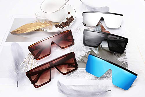 FEISEDY Oversized Flat Top Shield Sunglasses for Women Square Sunglasses Mens UV400 Protection Mirror Rimless Shades