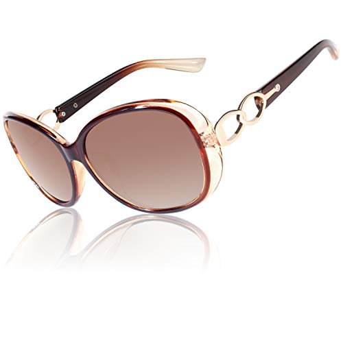 CGID Sunglasses Womens Ladies Polarised Retro Designer Sun Glasses Brown Big Frame Oversized Shades UV Protection Goggles