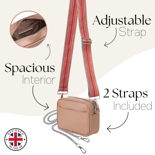 Lily England Ladies Cross Body Bag - Handbag with Adjustable Wide Strap & Gold Purse Chain - Multipurpose Shoulder & Crossbody Bags for Women