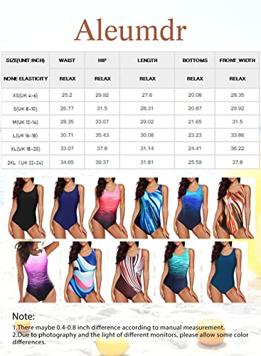Aleumdr Ladies Gradient Color Block Printed Soft Cup Swimming Suits Sleeveless One Piece Swimming Costume for Women