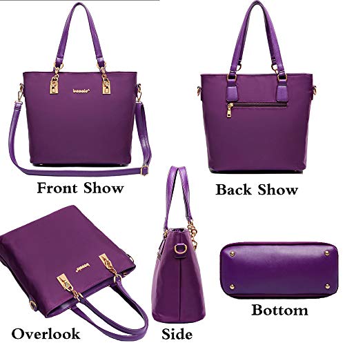 FiveloveTwo Women Ladies 6 Pcs Handbag Set Hobo Top Handle Bag Totes Satchels Crossbody Shoulder Bags and Purse Clutch Black