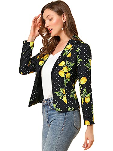Allegra K Women's Suit Suede Blazers Notch Lapel Open-Front Allover Printed Blazers Jackets for Women